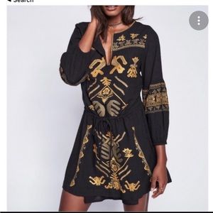Free People Black embroidered dress